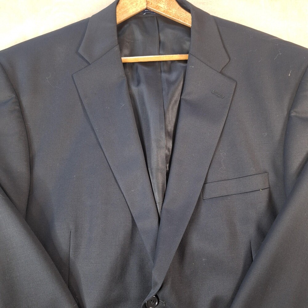 Stafford Suit Jacket Mens 50 Regular Black Wool Single Vent 2 Button Formal